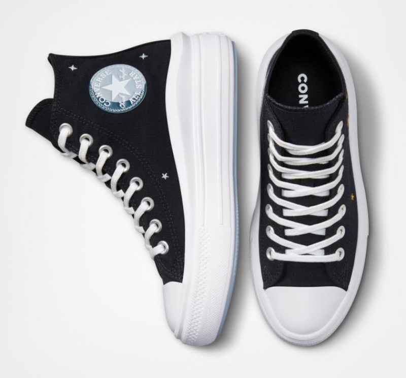 Black Converse Chuck Taylor All Star Move Celestial Women's Platform Sneakers | NZ GRQMH1487