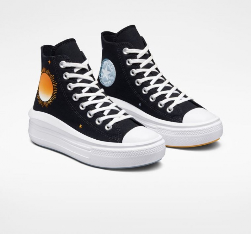 Black Converse Chuck Taylor All Star Move Celestial Women's Platform Sneakers | NZ GRQMH1487