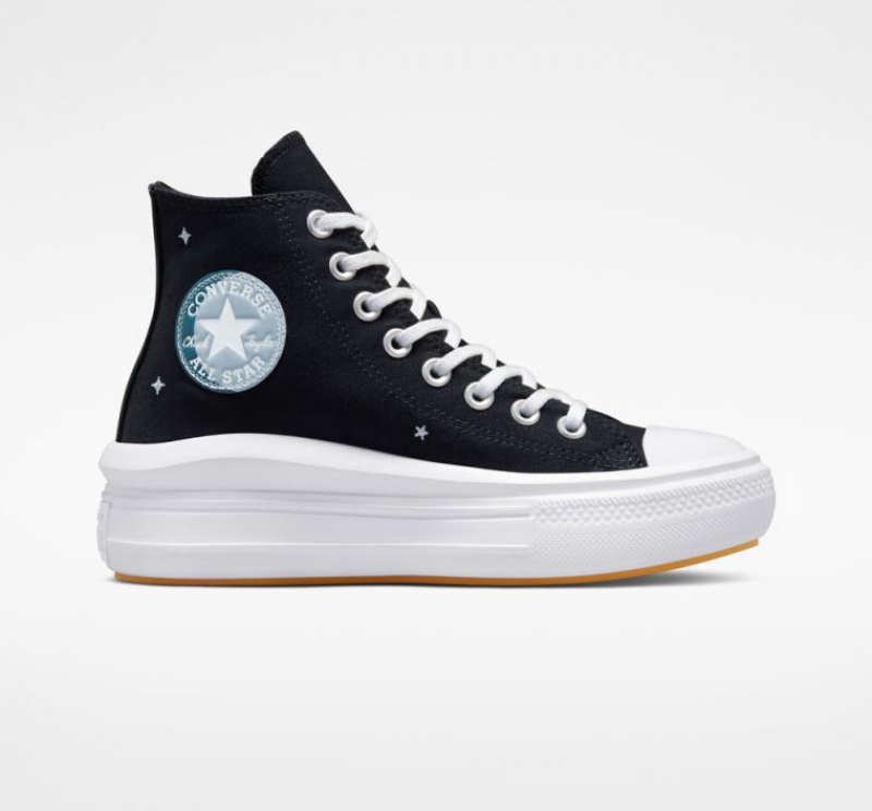 Black Converse Chuck Taylor All Star Move Celestial Women\'s Platform Sneakers | NZ GRQMH1487