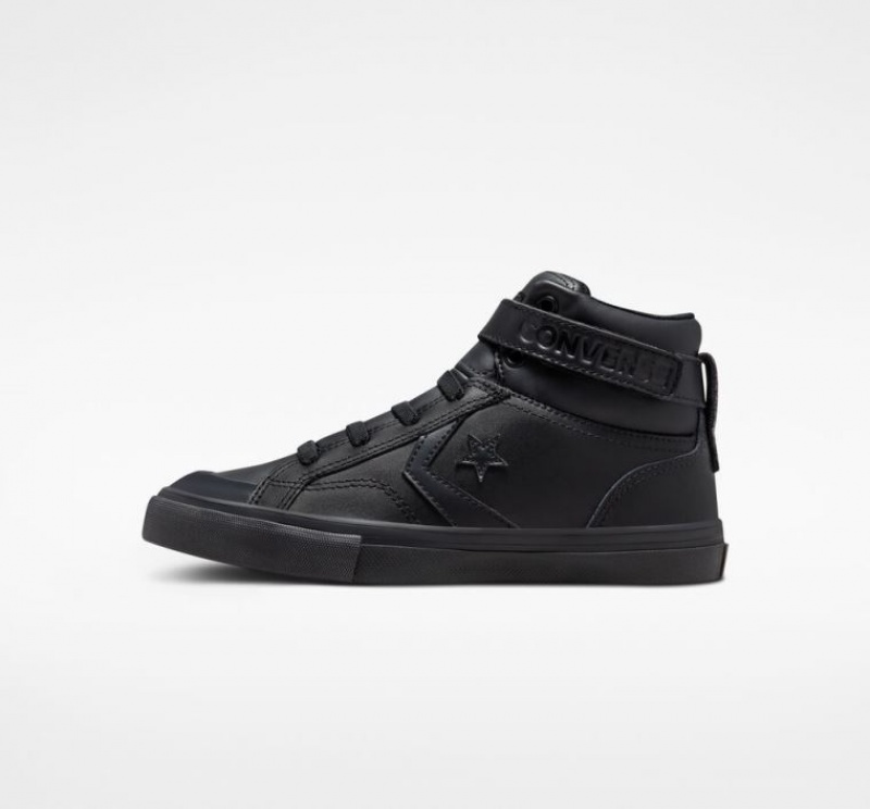 Black Converse Pro Blaze Strap Leather Kids' High Tops | NZ TFRAZ7124