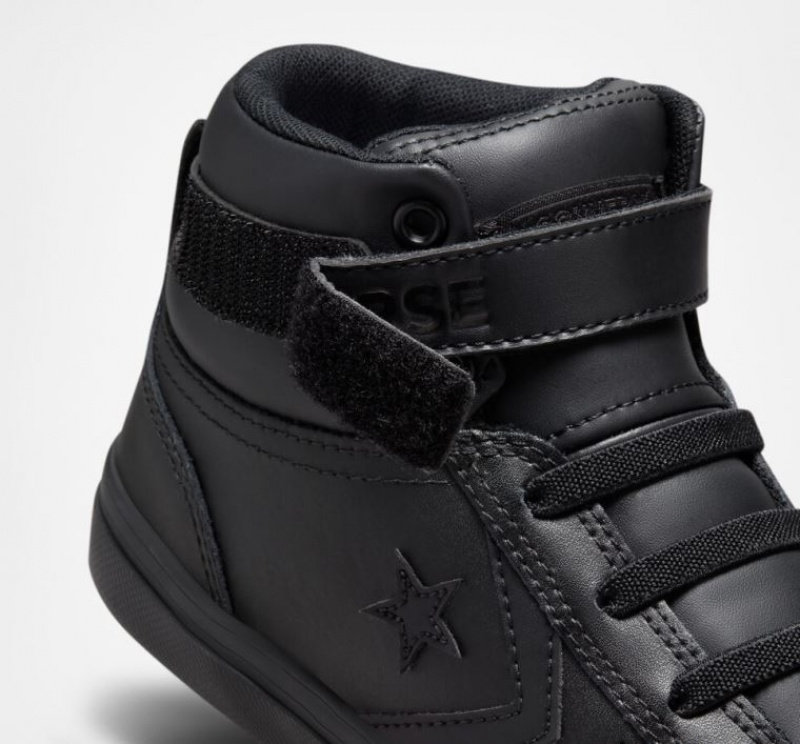 Black Converse Pro Blaze Strap Leather Kids' High Tops | NZ TFRAZ7124