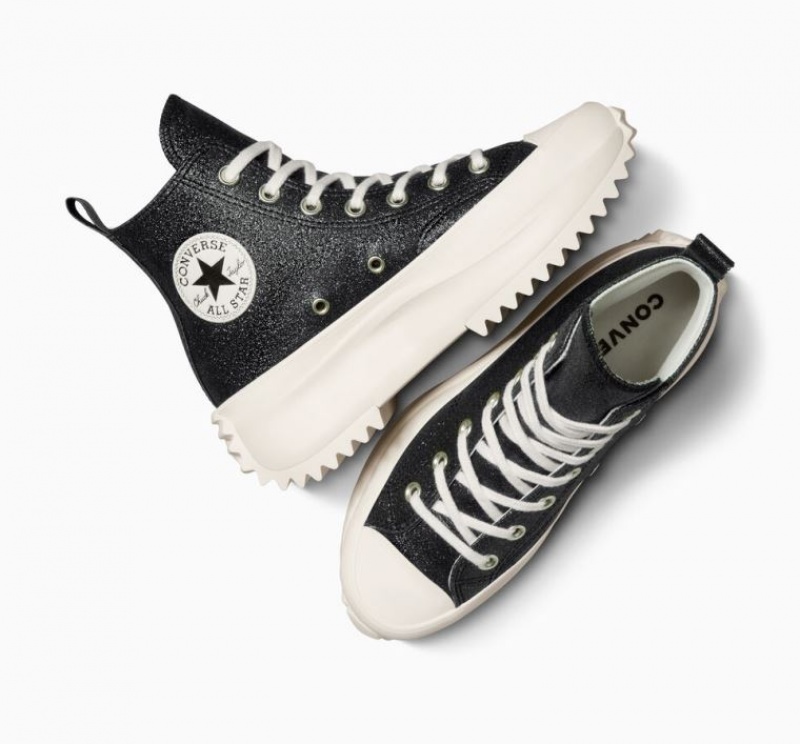 Black Converse Run Star Hike Glitter Women's Platform Sneakers | NZ TUMYK5698