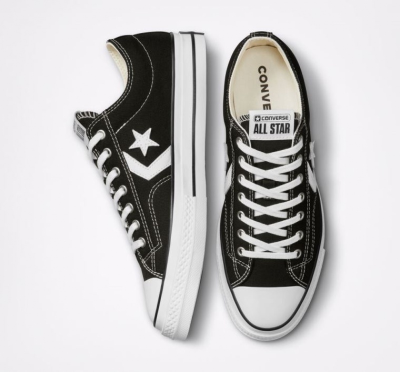 Black Converse Star Player 76 Men's Low Tops | NZ VXKSP5427