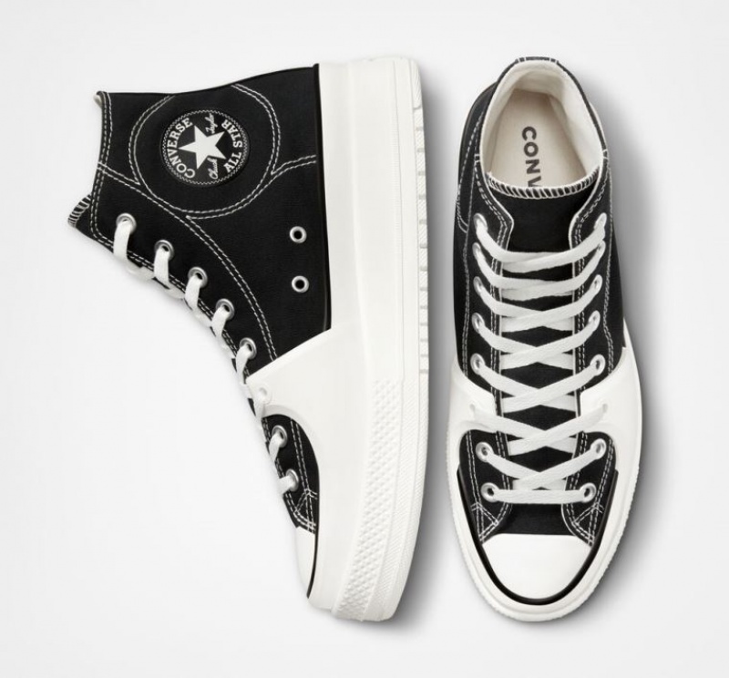 Black / White Converse Chuck Taylor All Star Construct Women's High Tops | NZ RKEYA0726