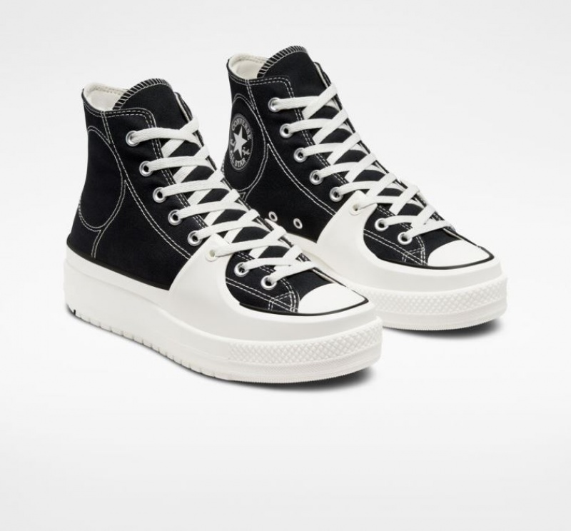 Black / White Converse Chuck Taylor All Star Construct Women's High Tops | NZ RKEYA0726