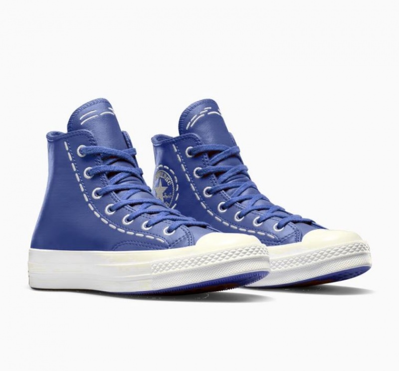 Blue Converse Chuck 70 Bold Stitch Women's High Tops | NZ LYBGV7695