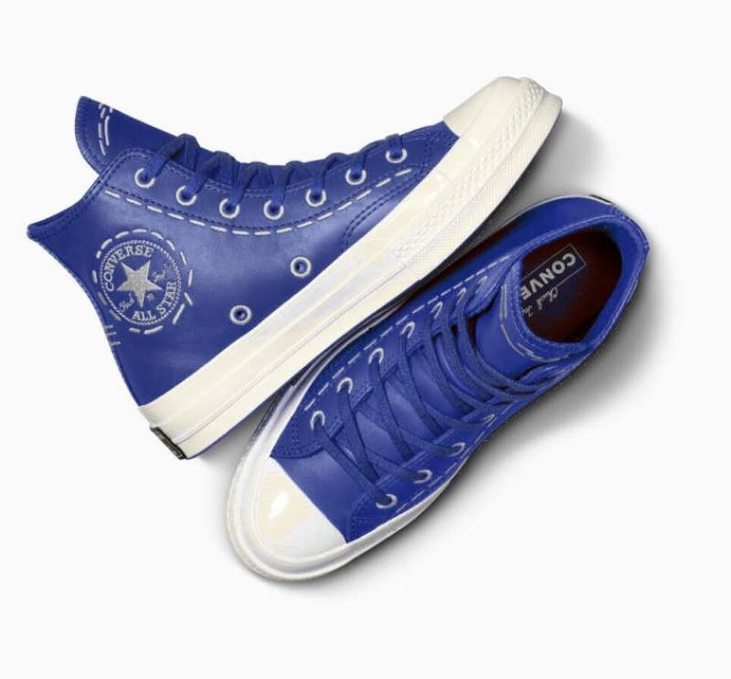 Blue Converse Chuck 70 Bold Stitch Women's High Tops | NZ LYBGV7695