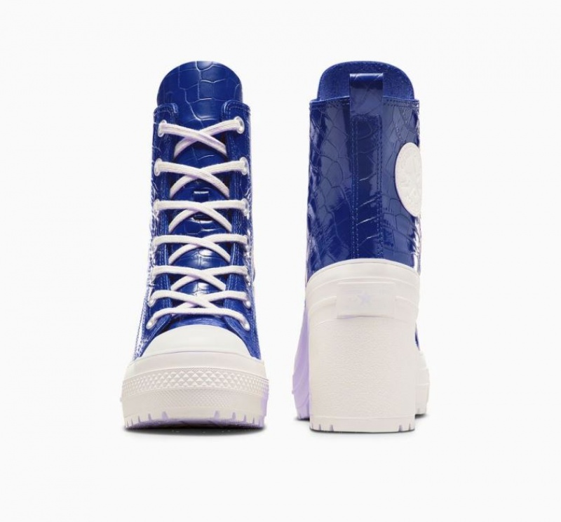 Blue Converse Chuck 70 De Luxe Heel Embossed Women's High Tops | NZ SGZCR7165