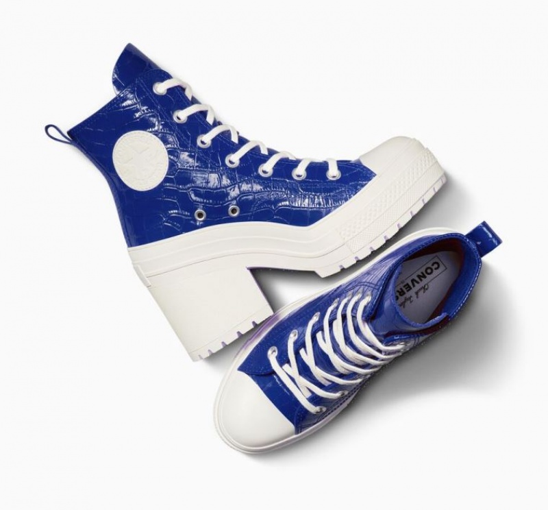 Blue Converse Chuck 70 De Luxe Heel Embossed Women's High Tops | NZ SGZCR7165