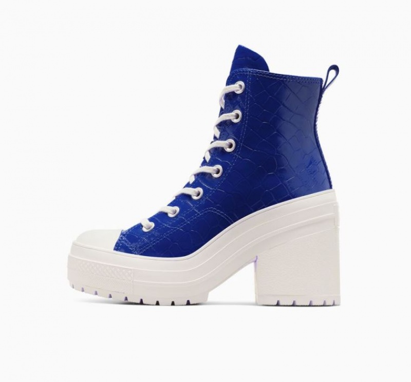 Blue Converse Chuck 70 De Luxe Heel Embossed Women's High Tops | NZ SGZCR7165