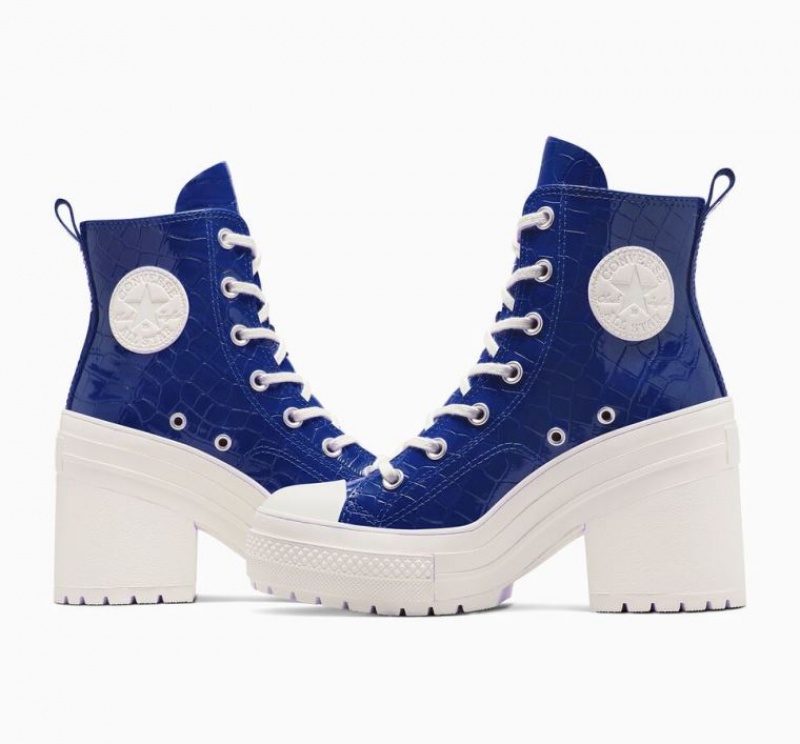 Blue Converse Chuck 70 De Luxe Heel Embossed Women's High Tops | NZ SGZCR7165