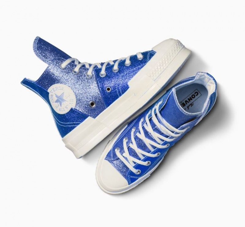 Blue Converse Chuck 70 Plus Glitter Women's High Tops | NZ XBTCZ7640