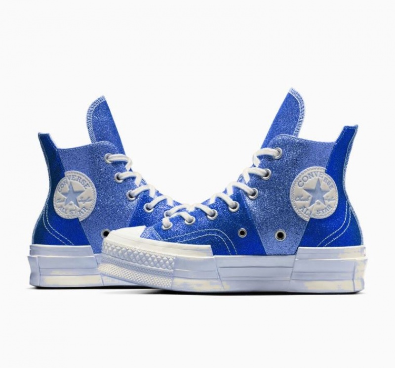 Blue Converse Chuck 70 Plus Glitter Women's High Tops | NZ XBTCZ7640