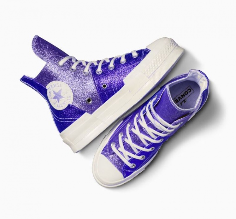 Blue Converse Chuck 70 Plus Glitter Women's High Tops | NZ CLTSD4603