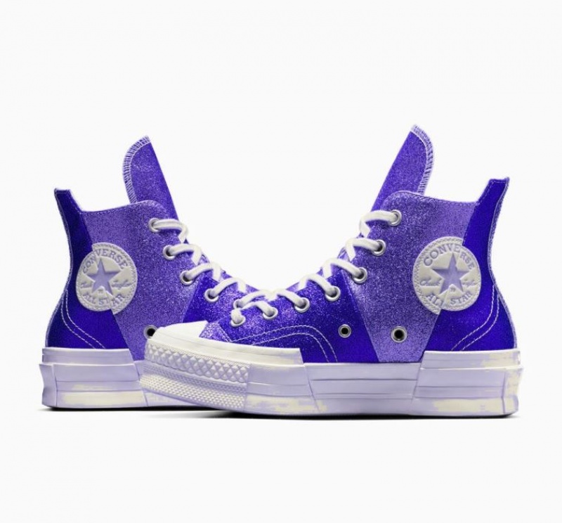 Blue Converse Chuck 70 Plus Glitter Women's High Tops | NZ CLTSD4603