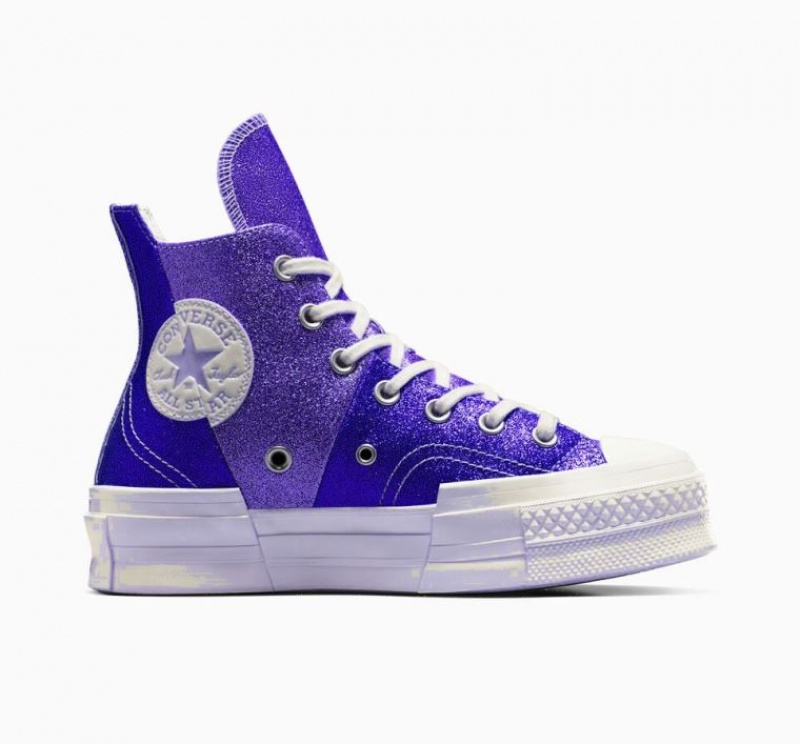 Blue Converse Chuck 70 Plus Glitter Women\'s High Tops | NZ CLTSD4603