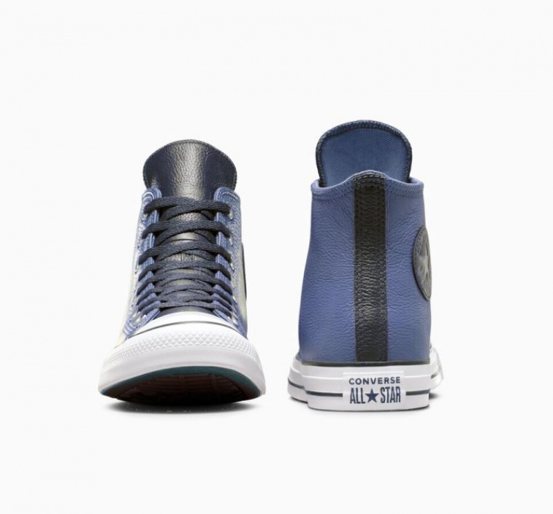 Blue Converse Chuck Taylor All Star Leather Men's High Tops | NZ GIUSE8654