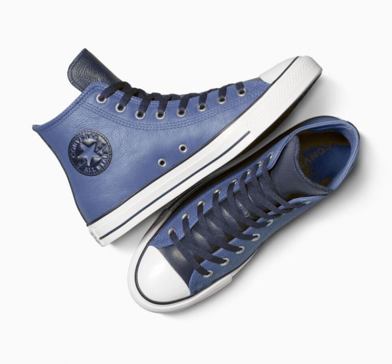 Blue Converse Chuck Taylor All Star Leather Men's High Tops | NZ GIUSE8654