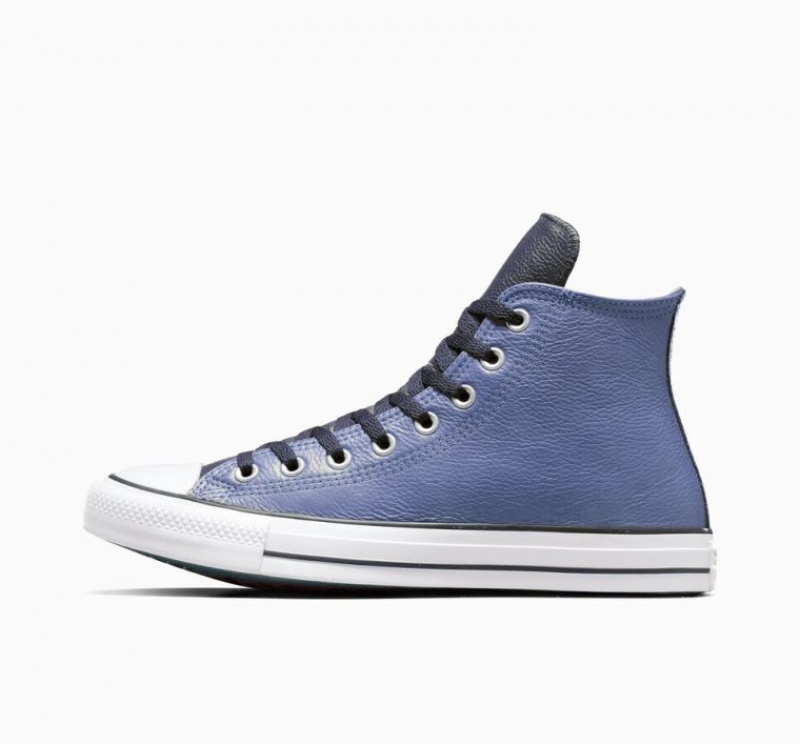 Blue Converse Chuck Taylor All Star Leather Men's High Tops | NZ GIUSE8654