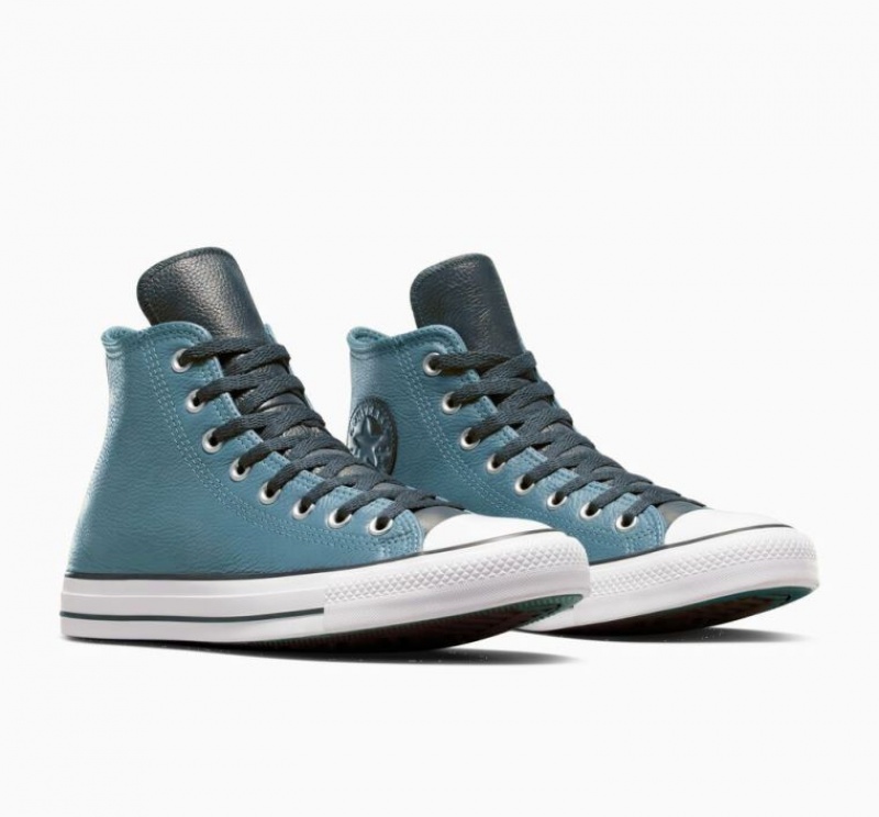 Blue Converse Chuck Taylor All Star Leather Men's High Tops | NZ CMFVP6971