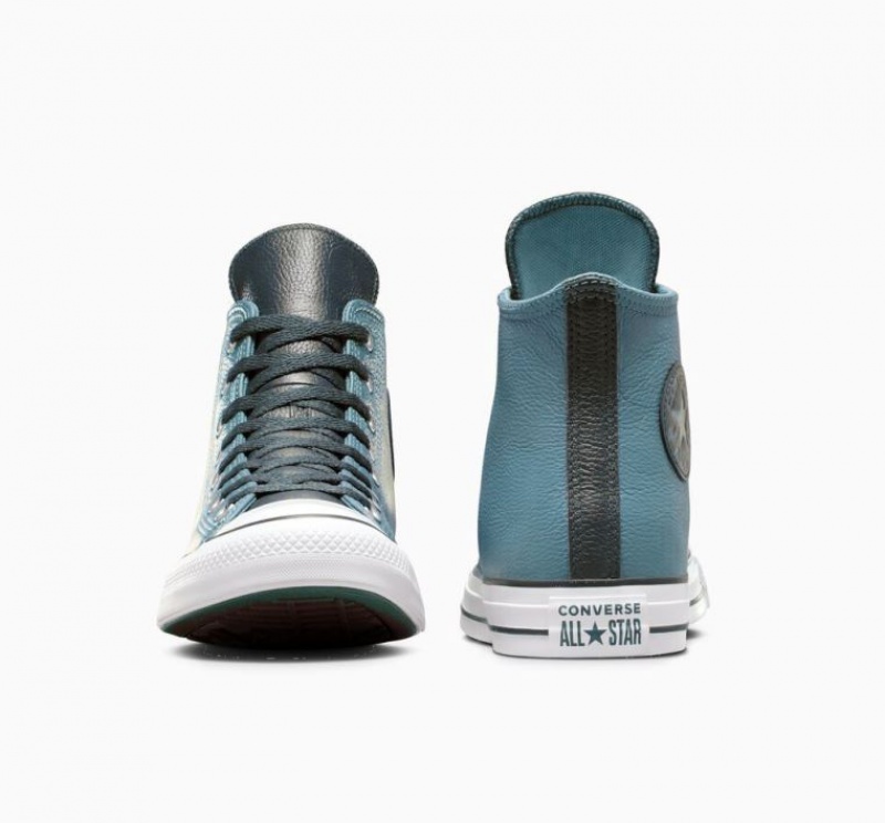 Blue Converse Chuck Taylor All Star Leather Men's High Tops | NZ CMFVP6971