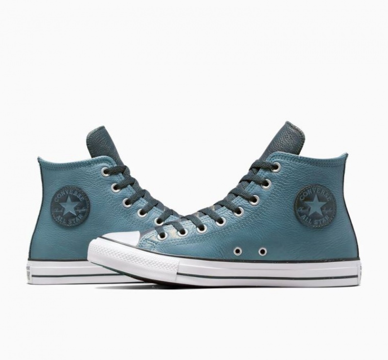 Blue Converse Chuck Taylor All Star Leather Men's High Tops | NZ CMFVP6971