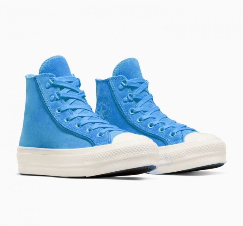 Blue Converse Chuck Taylor All Star Lift Suede Women's Platform Sneakers | NZ JQYWB9462