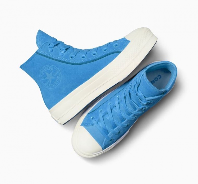 Blue Converse Chuck Taylor All Star Lift Suede Women's Platform Sneakers | NZ JQYWB9462