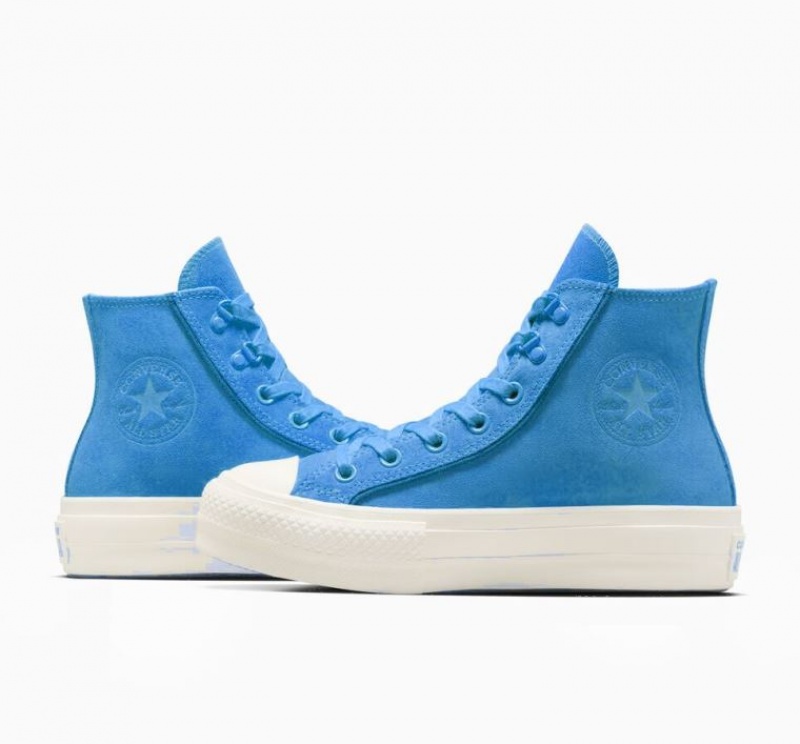 Blue Converse Chuck Taylor All Star Lift Suede Women's Platform Sneakers | NZ JQYWB9462