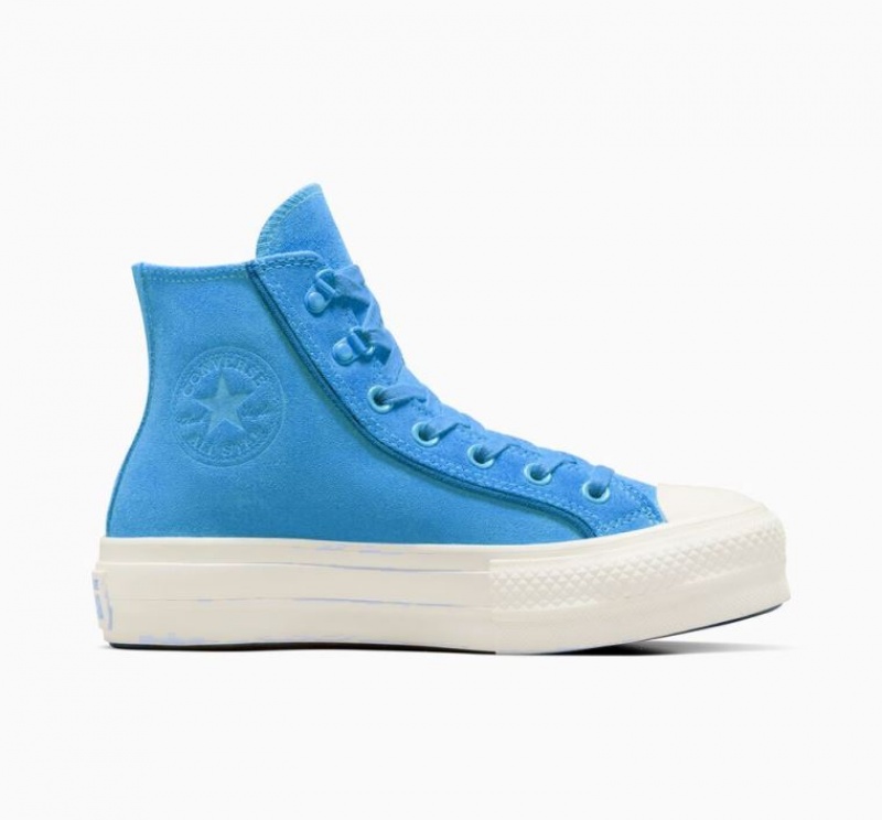 Blue Converse Chuck Taylor All Star Lift Suede Women\'s Platform Sneakers | NZ JQYWB9462