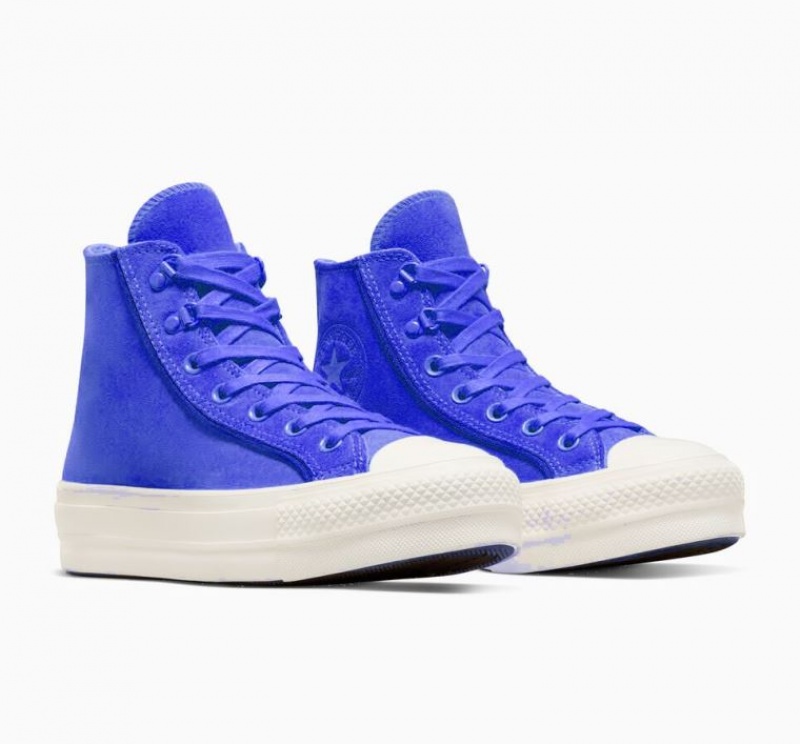 Blue Converse Chuck Taylor All Star Lift Suede Women's Platform Sneakers | NZ QZXIB6743