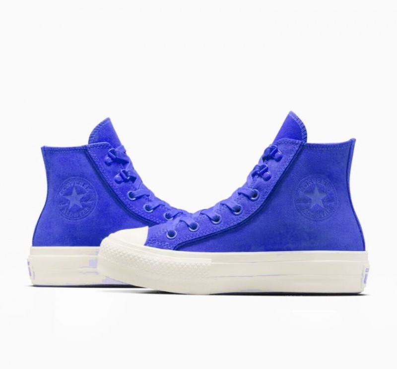 Blue Converse Chuck Taylor All Star Lift Suede Women's Platform Sneakers | NZ QZXIB6743