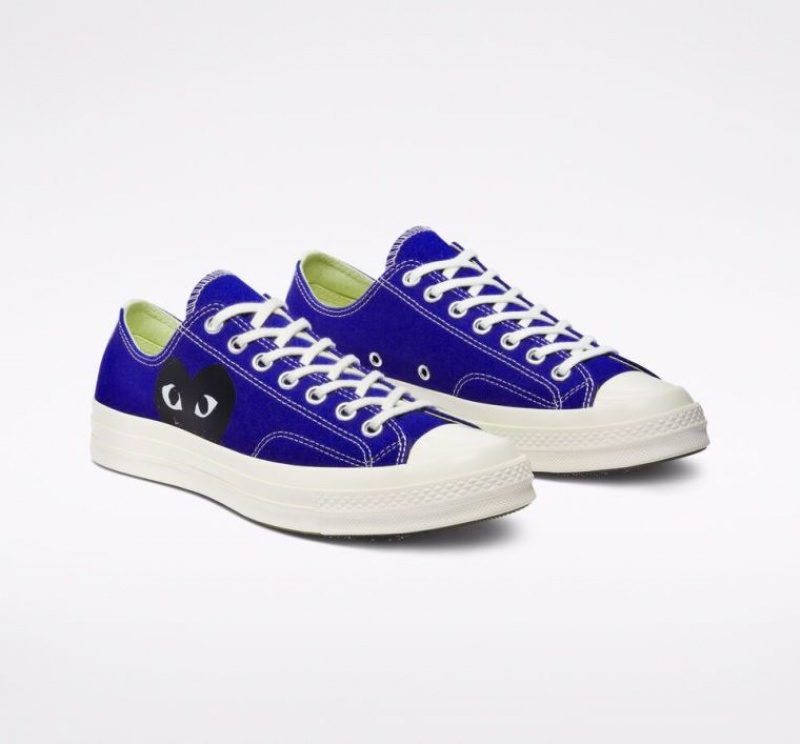 Blue Converse X Comme Des Garçons Play Chuck 70 Men's Low Tops | NZ DTUZP8349