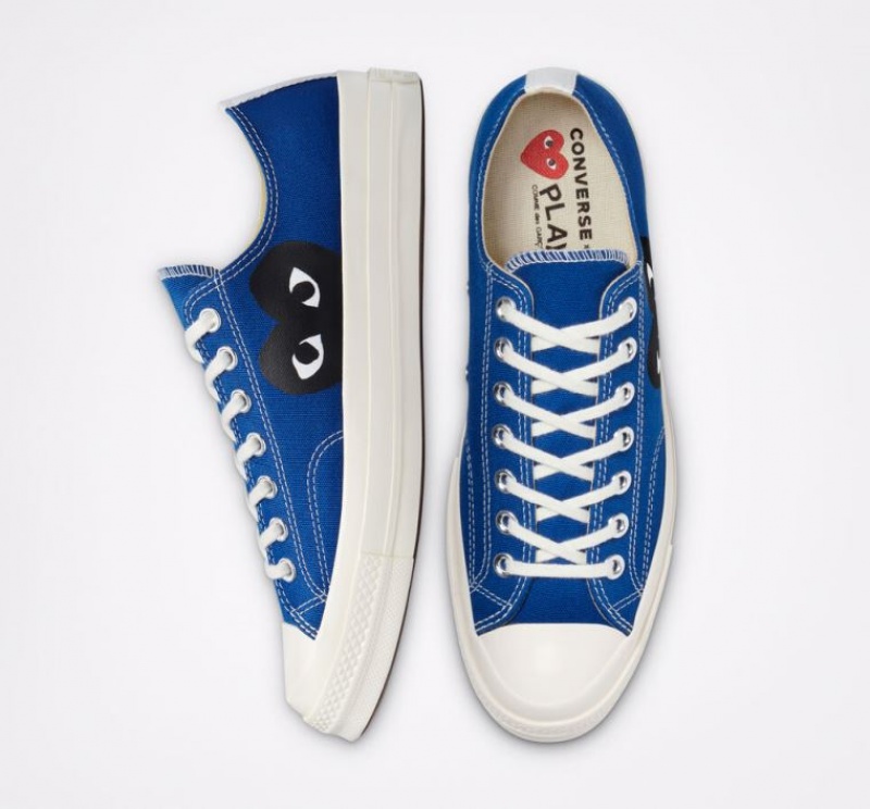 Blue Converse X Comme Des Garçons Play Chuck 70 Men's Low Tops | NZ OGJVC7209