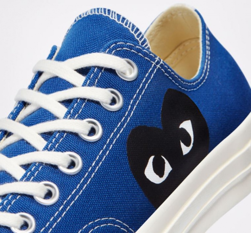 Blue Converse X Comme Des Garçons Play Chuck 70 Men's Low Tops | NZ OGJVC7209