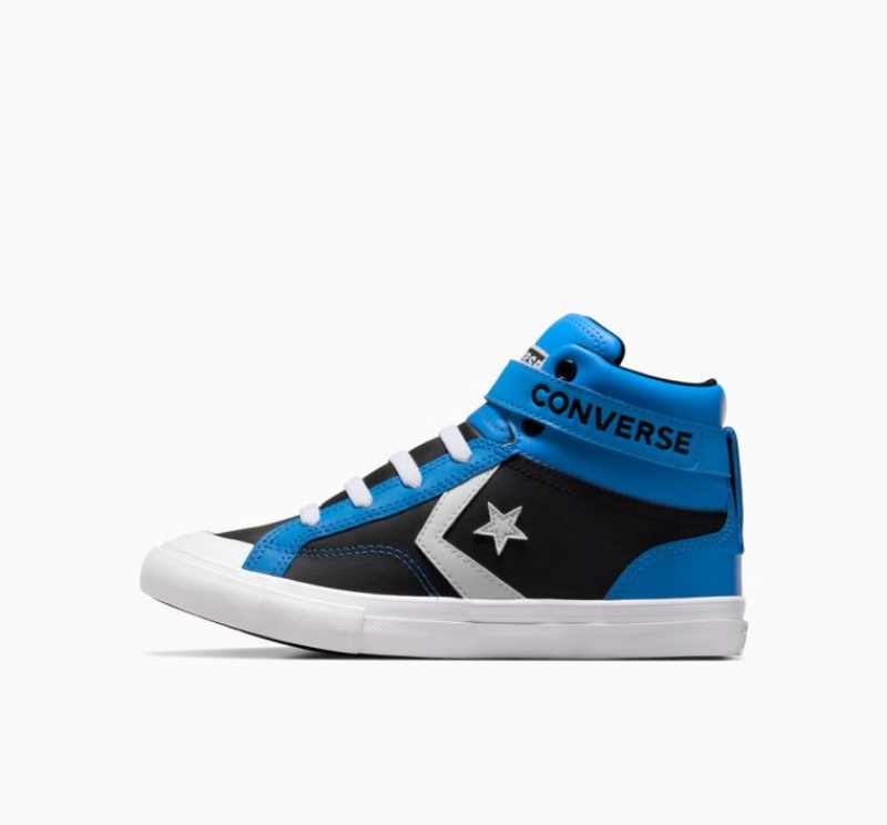 Blue / Black Converse Pro Blaze Strap Leather Kids' High Tops | NZ UFVPM2079