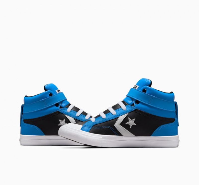 Blue / Black Converse Pro Blaze Strap Leather Kids' High Tops | NZ UFVPM2079