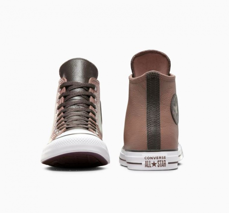 Brown Converse Chuck Taylor All Star Leather Men's High Tops | NZ VEAGC2537