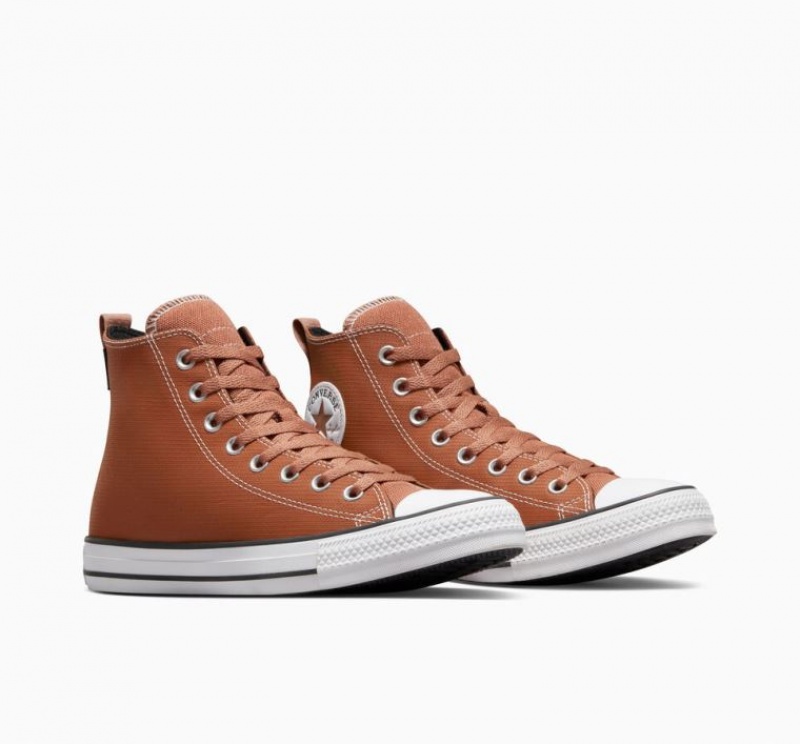 Brown Converse Chuck Taylor All Star Leather Men's High Tops | NZ WNTAK7385