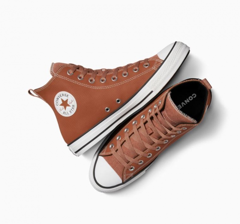 Brown Converse Chuck Taylor All Star Leather Men's High Tops | NZ WNTAK7385