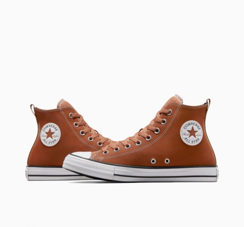 Brown Converse Chuck Taylor All Star Leather Men's High Tops | NZ WNTAK7385