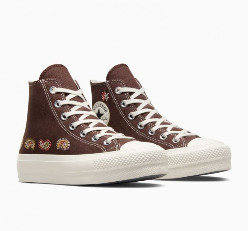 Brown Converse Chuck Taylor All Star Lift Crafted Evolution Women's Platform Sneakers | NZ CFLAV2657