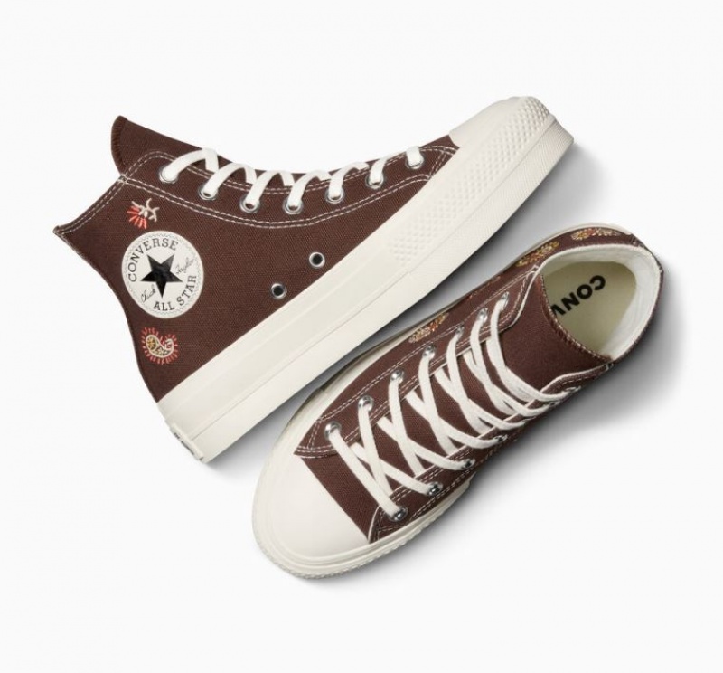 Brown Converse Chuck Taylor All Star Lift Crafted Evolution Women's Platform Sneakers | NZ CFLAV2657