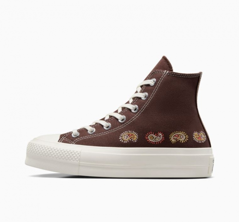 Brown Converse Chuck Taylor All Star Lift Crafted Evolution Women's Platform Sneakers | NZ CFLAV2657