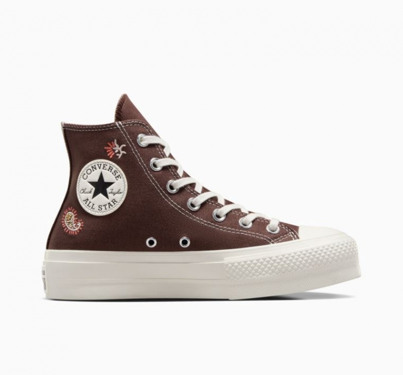 Brown Converse Chuck Taylor All Star Lift Crafted Evolution Women\'s Platform Sneakers | NZ CFLAV2657