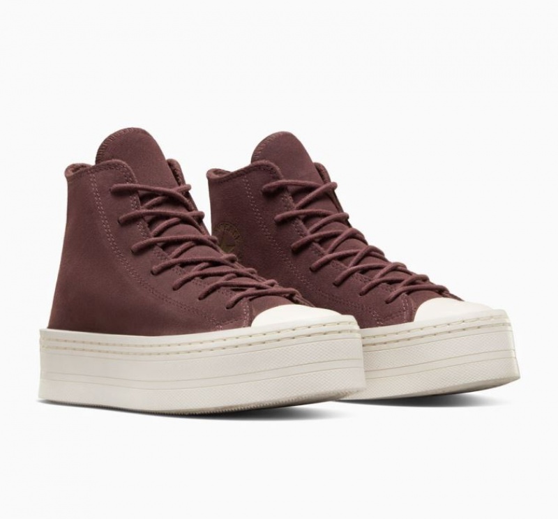 Brown Converse Chuck Taylor All Star Modern Lift Suede Women's Platform Sneakers | NZ DRWLK0531