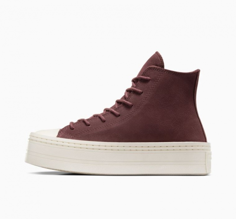 Brown Converse Chuck Taylor All Star Modern Lift Suede Women's Platform Sneakers | NZ DRWLK0531