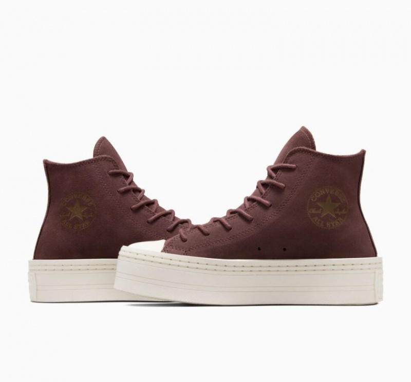 Brown Converse Chuck Taylor All Star Modern Lift Suede Women's Platform Sneakers | NZ DRWLK0531