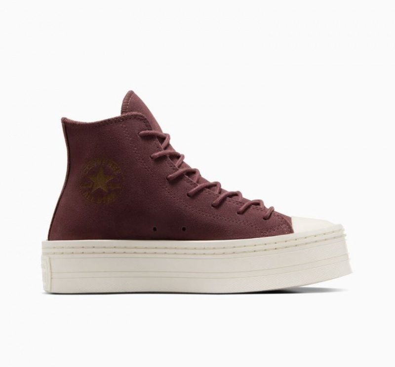 Brown Converse Chuck Taylor All Star Modern Lift Suede Women\'s Platform Sneakers | NZ DRWLK0531