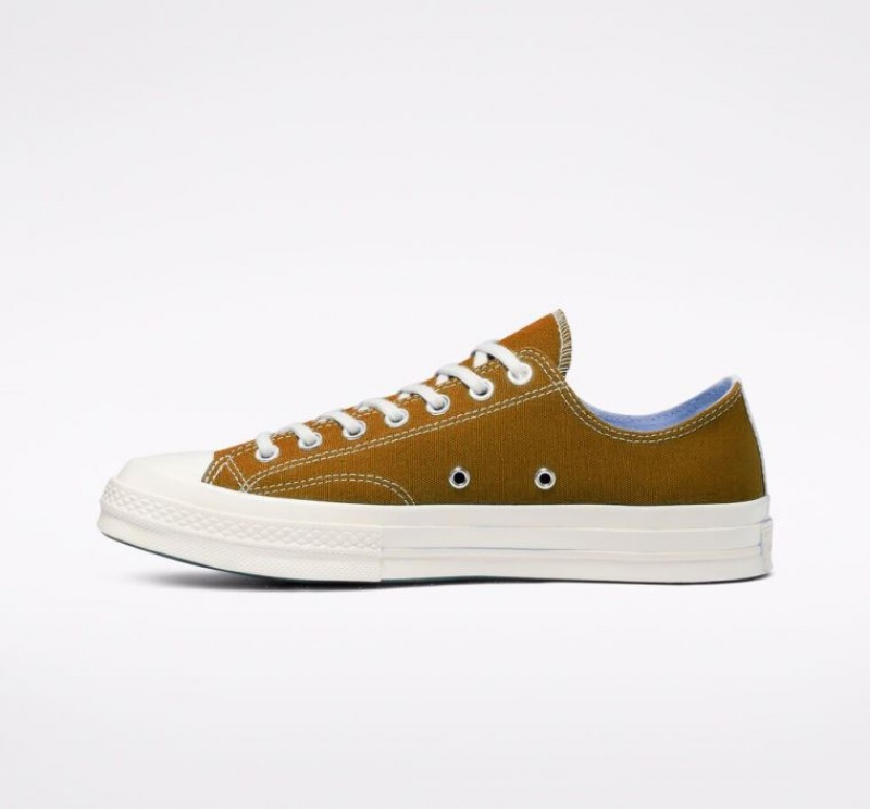 Brown Converse X Comme Des Garçons Play Chuck 70 Men's Low Tops | NZ LPGMQ2974